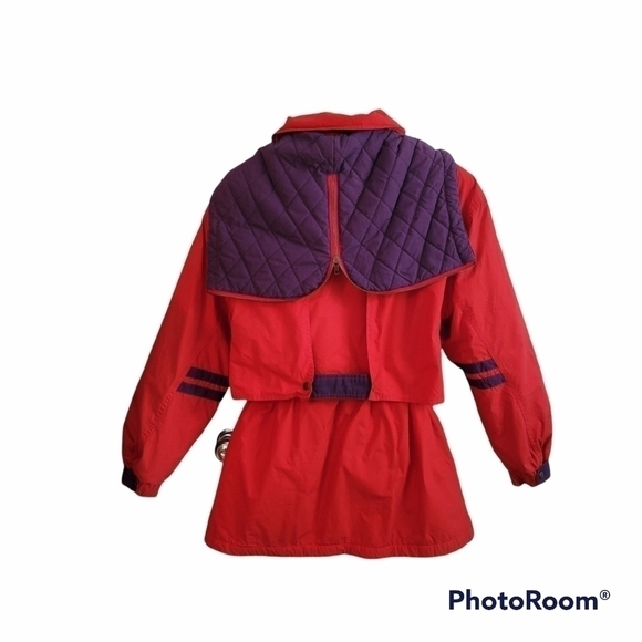 VTG MIXED BLUES 1980s Colorblock Double Breasted Hooded Winter Ski Coat - Picture 2 of 13